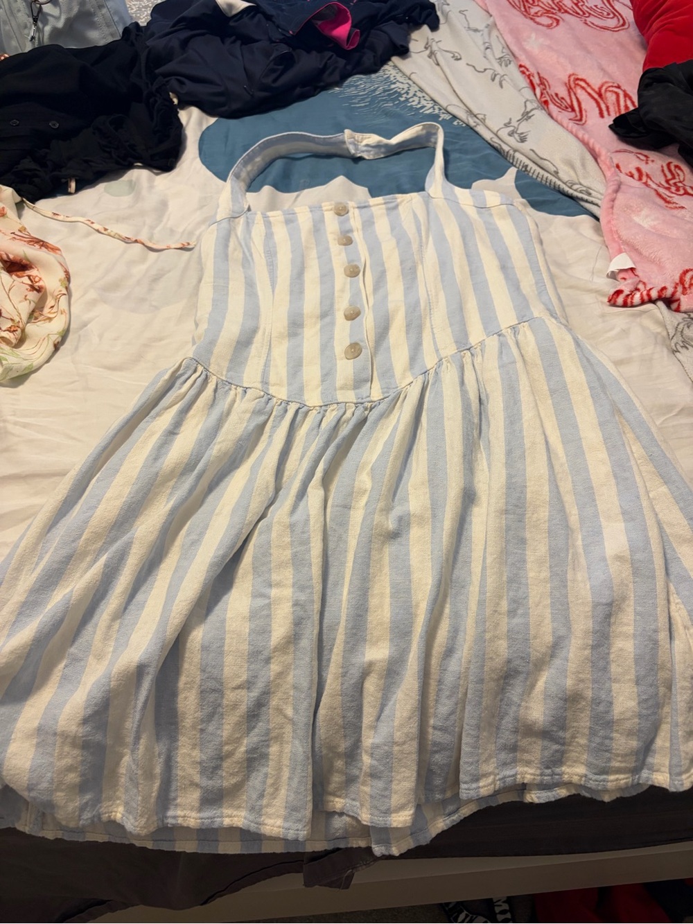 Universal Thread Light Blue and White Striped Halter Dress